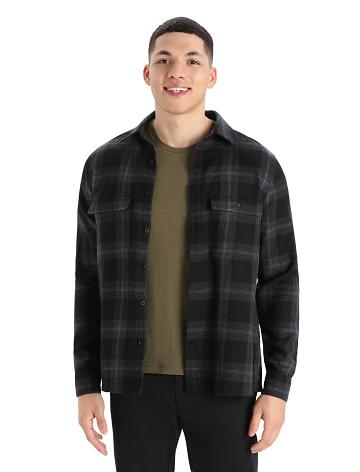 Jet Heather Icebreaker Merino Dawnder Long Sleeve Flannel Shirt Plaid Men's Hoodie | AU 1256ILHS